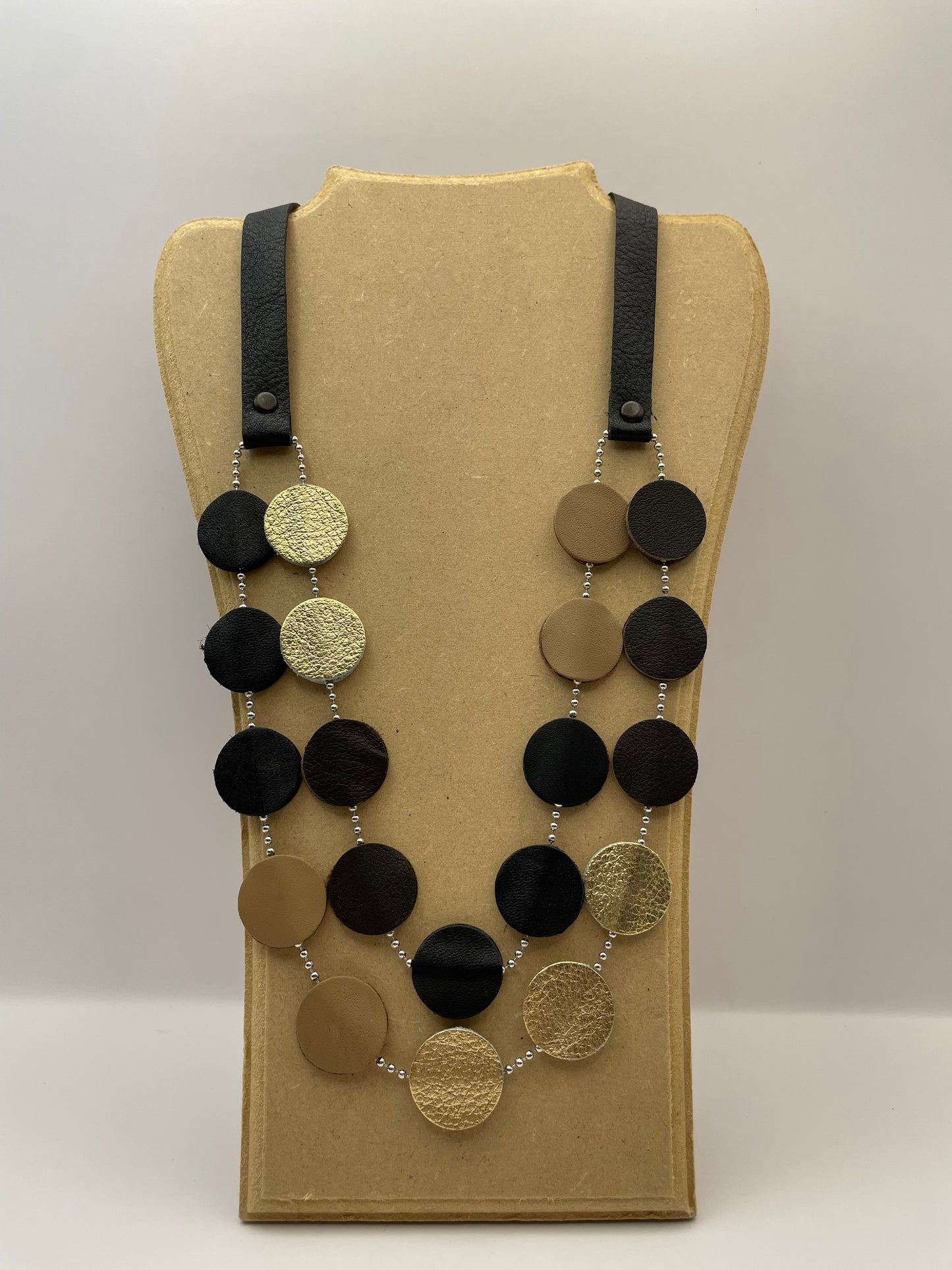 Leather necklace small Circles