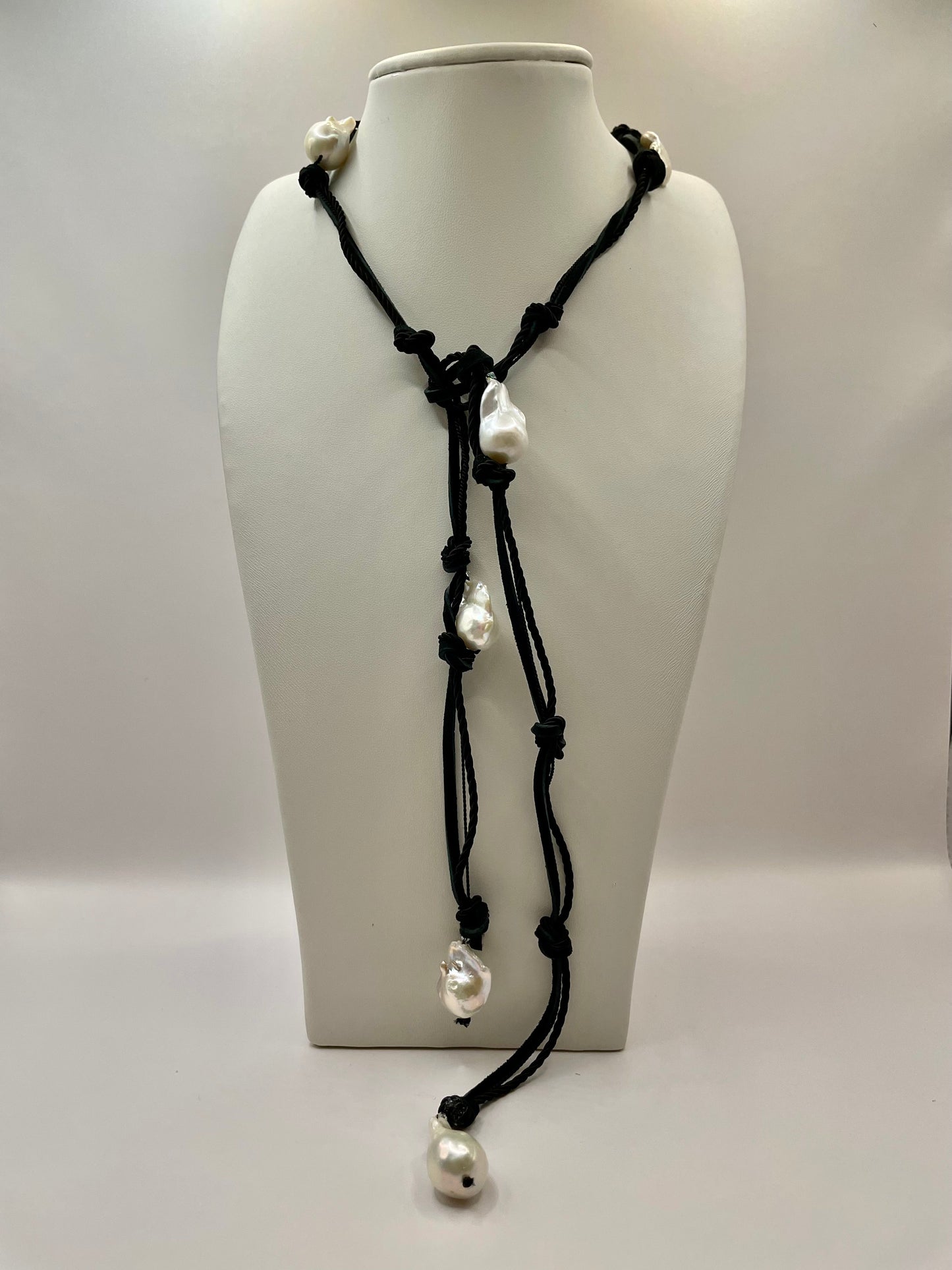 Baroque Pearl and Swarovski Crystals Lariat Long