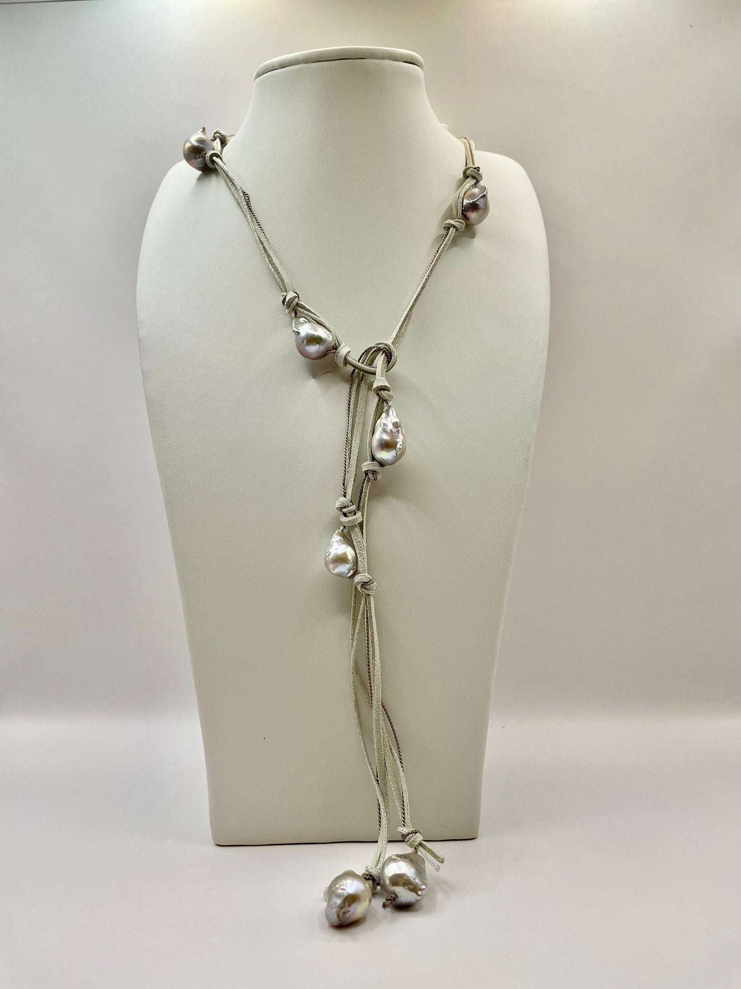 Baroque Pearl and Swarovski Crystals Lariat Long