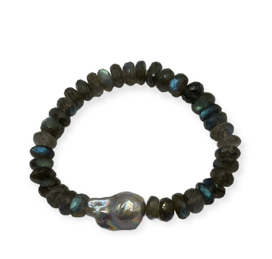 Bracelet Labradorite +Baroque pearl