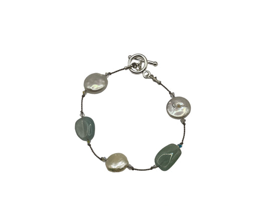 Bracelet aquamarine and coin pearl